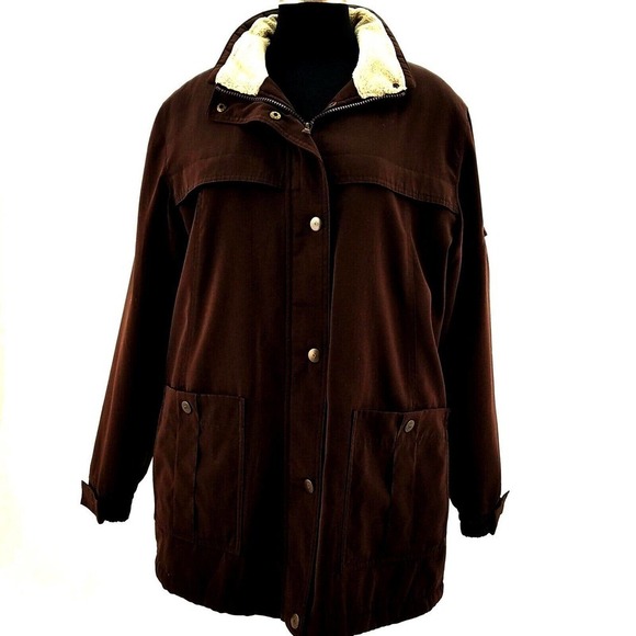 giacca Jackets & Blazers - Giacca Mid Length Brown All Weather Fully Lined Womens Zip Up Coat Size Medium